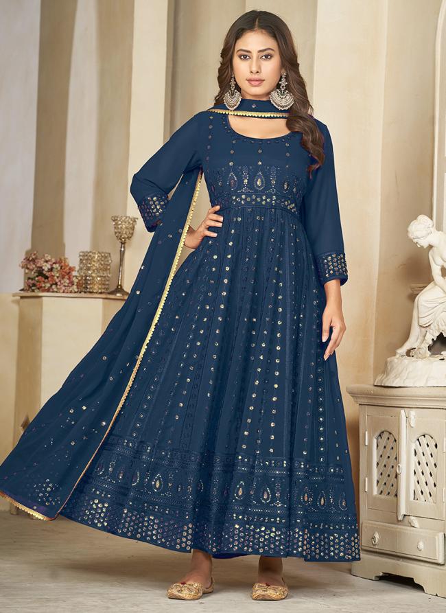 Georgette Morpeach Traditional Wear Embroidery Work Anarkali Suit